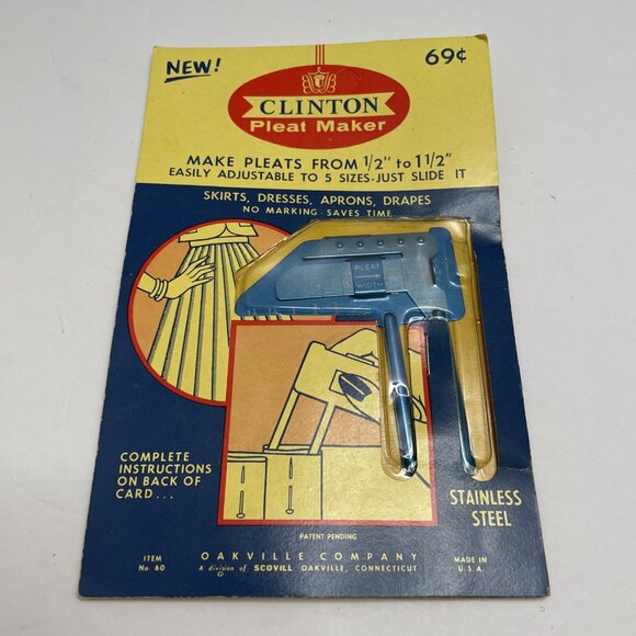 Vintage Clinton Pleat Maker Stainless Steel 1961 Made In USA ~ New in Package - Picture 1 of 4